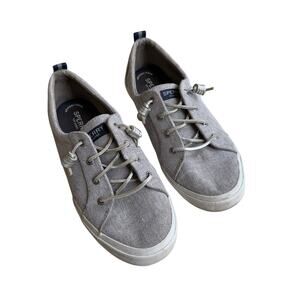 Sperry Top-Sider Pier Wave Sparkle Gray Canvas Shoes Women’s Size 9.5